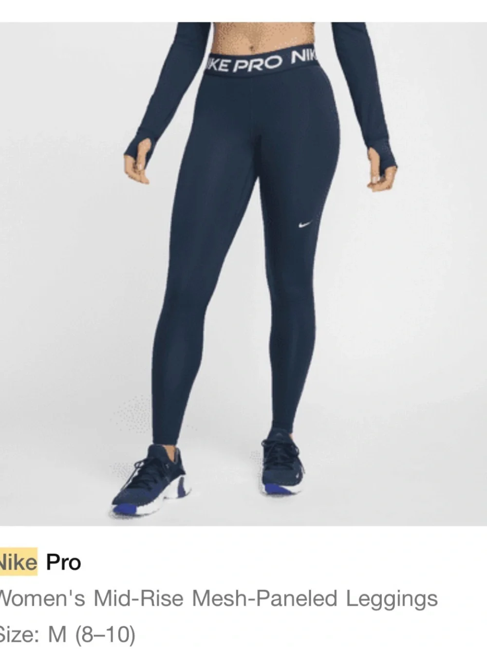 Nike Women's Mid-Rise Mesh Panel Leggings — Navy